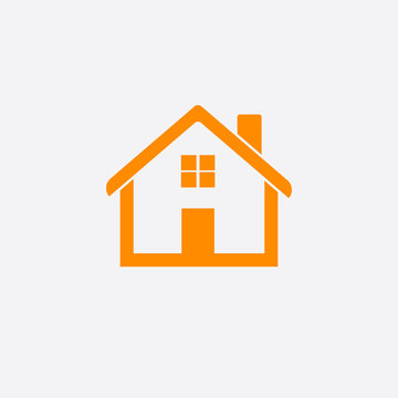 Orange home icon isolated on white background