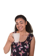 Young woman holding a coffee cup