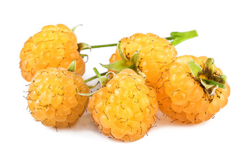 yellow raspberry on white