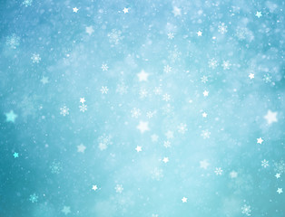 Snowy winter New Year and Christmas copy space greeting card illustration background.