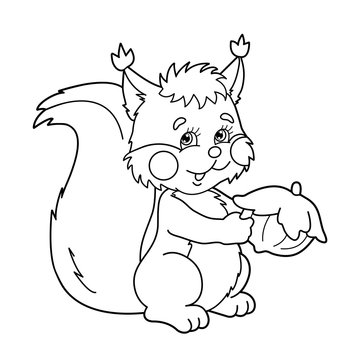 recommend clip art: Coloring Page Outline Of cartoon squirrel with nut. Coloring book for kids
