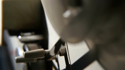 the tape drive mechanism, tape recorder bobbin, close-up