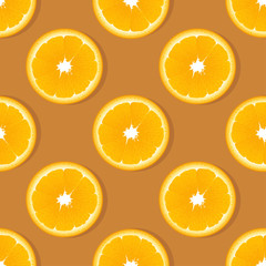 Orange slice fruit seamless pattern. Citrus color vector background