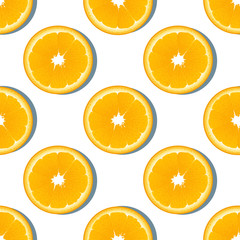 Orange slice fruit seamless pattern. Citrus color vector background