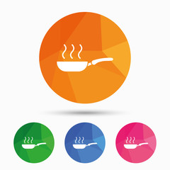 Frying pan sign icon. Fry or roast food symbol.