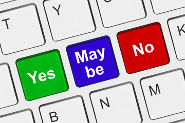 Computer keyboard with Yes No and Maybe keys