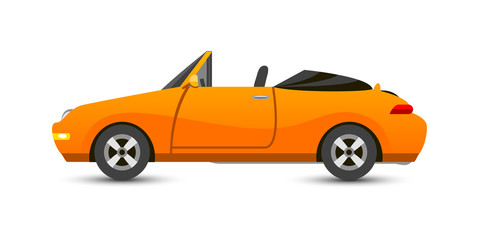 Car cabriolet vehicle transport type design sign technology style vector. Generic cabriolet car design flat vector illustration isolated on white. Transport cabriolet object
