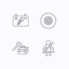 Accumulator, wheel and car service icons.