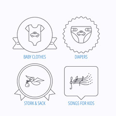 Diapers, newborn clothes and songs for kids.