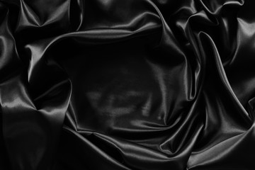 Fototapeta premium Black silk fabric material texture