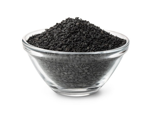 Bowl of black sesame seeds