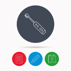 Electric toothbrush icon. Tooth cleaning sign.