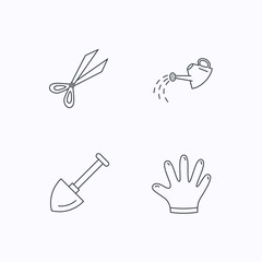 Scissors, shovel and gloves icons.