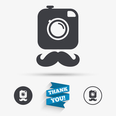 Hipster photo camera sign icon. Retro camera.