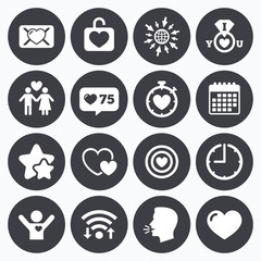 Love, valentine day icons. Target with heart.