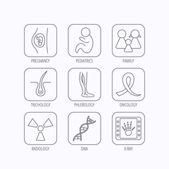 Pregnancy, pediatrics and family icons. Medical.