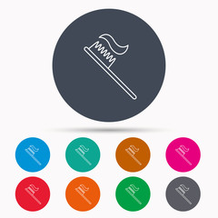Toothbrush icon. Toothpaste sign.