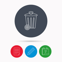 Recycle bin icon. Trash container sign.
