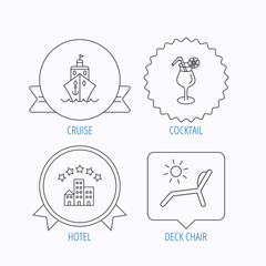 Cruise, waves and cocktail icons.
