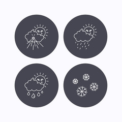 Snowflakes, sun and rain icons.