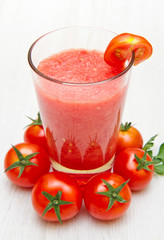 Glasses of fresh tomato juice