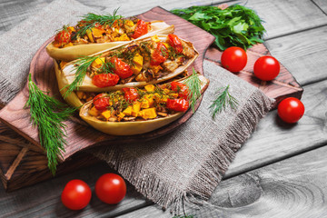 Vegetarian lunch Baked stuffed
