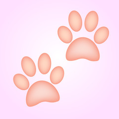 Pink paw print icon vector illustration