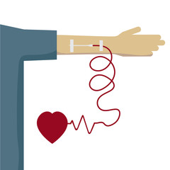 blood donation concept with heart, vector illustration