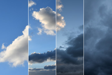 Wetterwechsel, Wolkenbildung, Beobachtung eines Wetterumschwungs, Entwicklung von blauem Himmel zu...