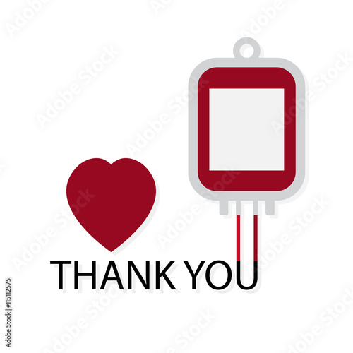 "blood donation concept with heart and word thank you, vector