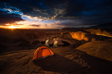 Remote Camping Lake Powell Reflection Canyon Utah USA