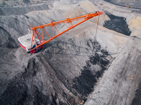 Coal mining in open pit