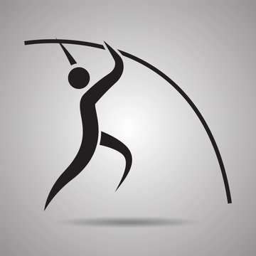 Pole vault player sport icon and symbol