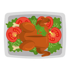 Delicious plate with diferents ingredients on it, vector illustration.