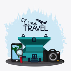 Baggage and implements icon. Time to travel design. Vector graph