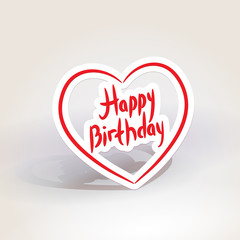 Happy birthday. red paper heart on White background. Vector
