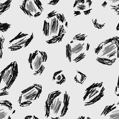 Obraz premium Grey, black leopard skin. Seamless pattern background jaguar. Safari animal print. Africa texture. Vector wallpaper fur.