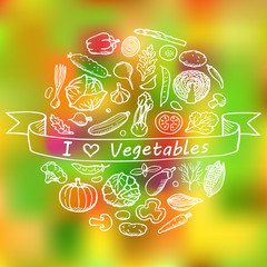 Naklejki  Zestaw Doodle Kocham Warzywa