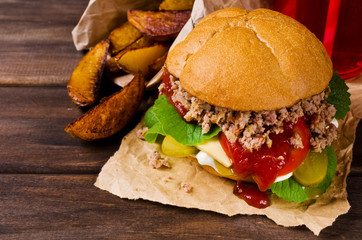 Burger with minced meat