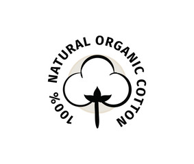 Natural organic cotton vector label.