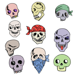 Colorful hand-painted skull. Vector.Illustration.