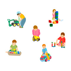 Fototapeta premium cute children in the kindergarten playing with toys