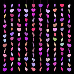 pattern hearts skewered like beads on line fullcolor on black