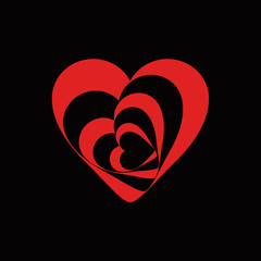 spiral heart symbol of love red on black