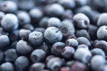 Frozen blueberries background