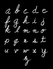 A to Z calligraphy alphabet design white on black background