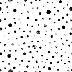 Seamless vector dotted pattern. Creative geometric black and white background with dots. Grunge texture with attrition, cracks and ambrosia. Old style vintage design. Graphic illustration.