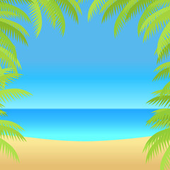 Fototapeta na wymiar Summer Vacation on Tropical Beach Illustration