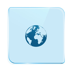 Flat paper cut style icon of globe