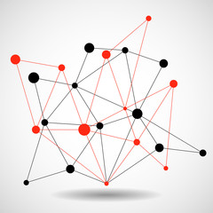 Wireframe mesh with dot and line, network connection, abstract form